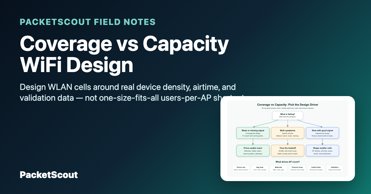 Coverage versus capacity WiFi design card for device density planning
